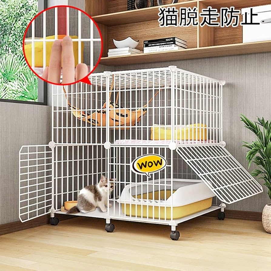 【ホワイト】猫ケージ キャットケージ 2段 猫ゲージ 多段 脱走防止ペットケージ 楽天市場】【クーポンで最大16%OFF！！】猫 ケージ キャット